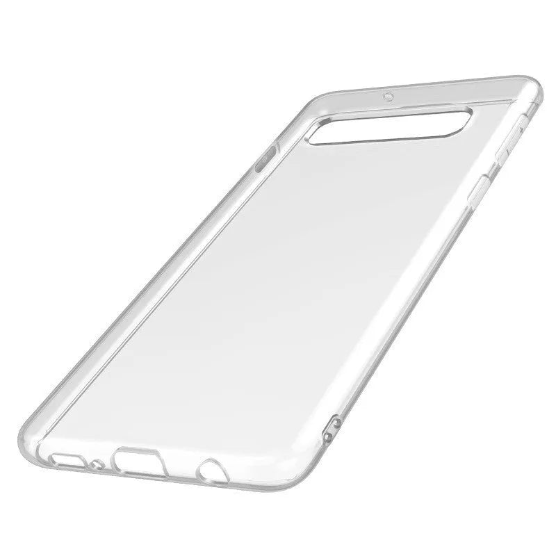 Transparent TPU mobile phone case for Samsung S10 showing minimalist design and clear phone visibility