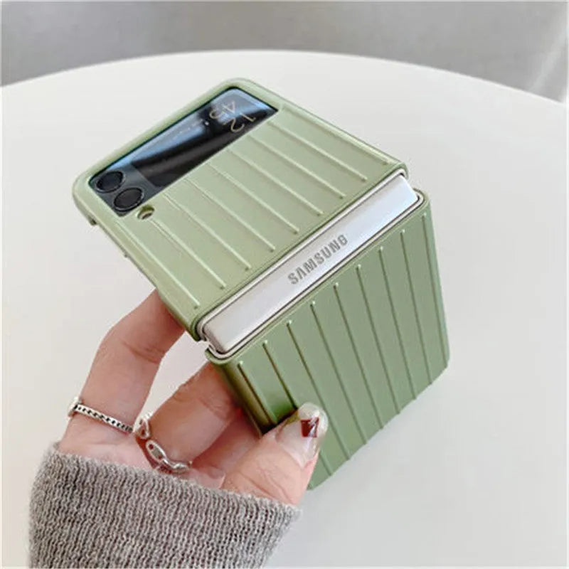 Ultra-thin black PC flip case for a Samsung Z Flip3 folding mobile phone.
