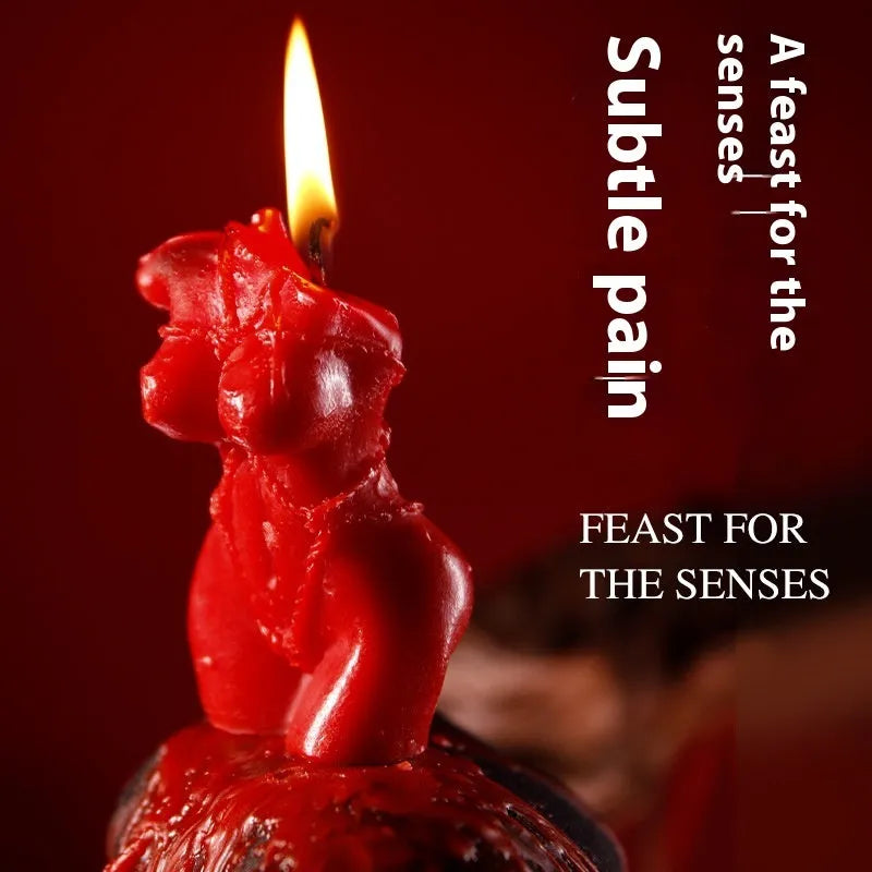 Soy wax low temperature candle in red, pink, or purple colour for sensory use.