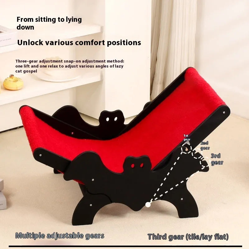 Black and red Halloween themed wooden cat recliner bed MW-054