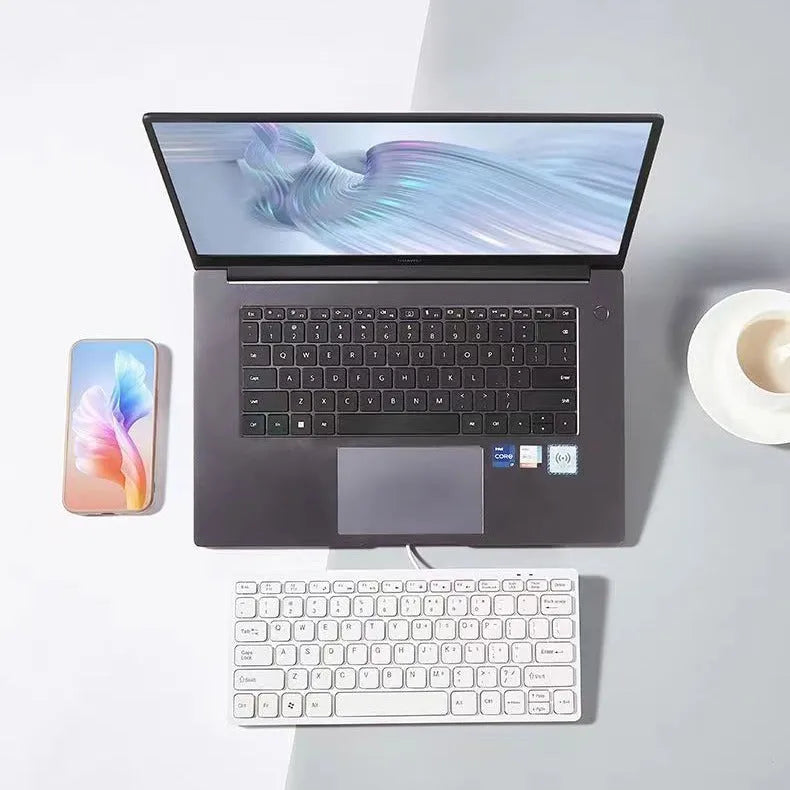 USB wired mini computer keyboard in black, white, pink or blue with compact design