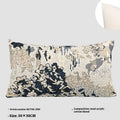 Antique blue wool blend decorative pillow with abstract flower pattern in square and waist pillow sizes.