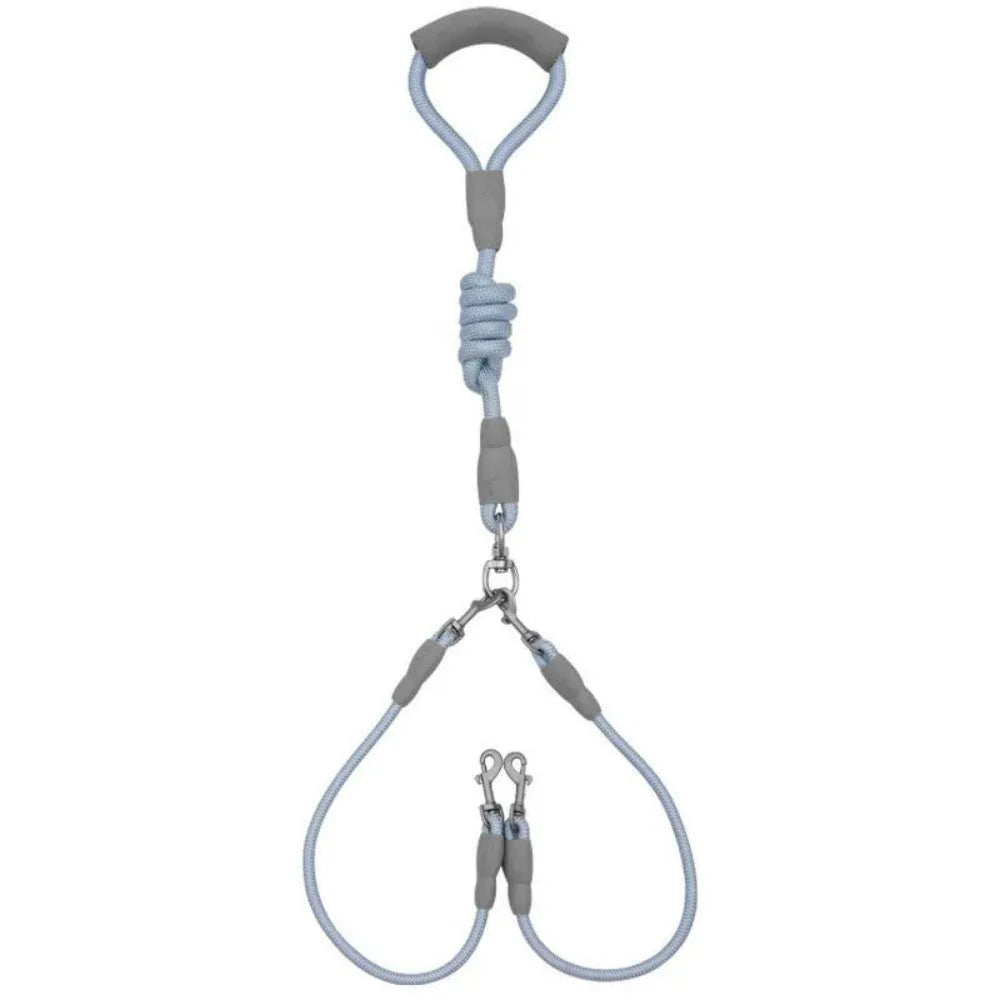 Double dog leash for two small medium dogs with foam handle and metal buckles