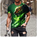 Men's grey t-shirt with a detailed fierce 3D lion graphic print on the front.