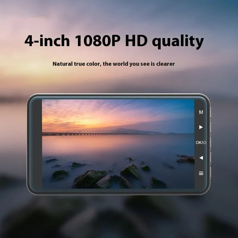 4-inch black exterior dashcam with dual lens and 170° wide angle on car dashboard