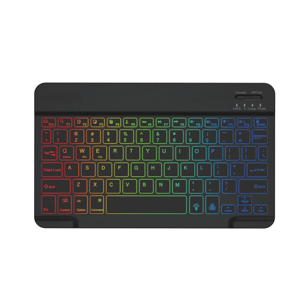 10-inch wireless Bluetooth keyboard with colourful LED backlighting for tablets and mobile devices