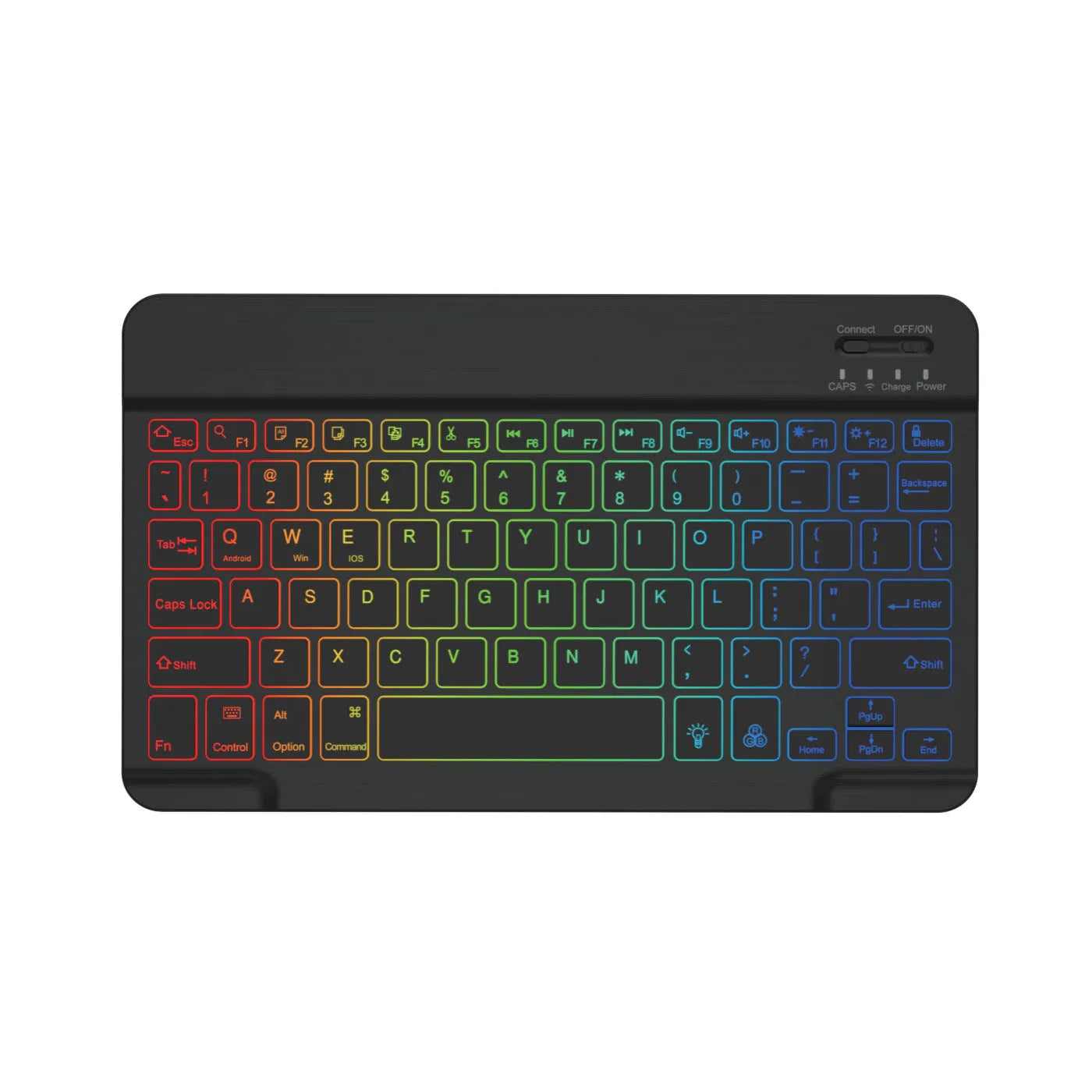 10-inch wireless Bluetooth keyboard with colourful LED backlighting for tablets and mobile devices