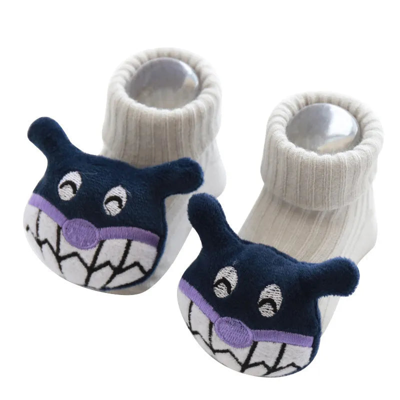 Cotton infant floor socks in multiple patterns with size options XS to M