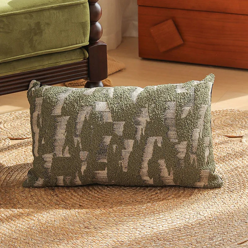 45cm square jacquard woven cushion cover with embroidered floral pattern in retro Nordic style