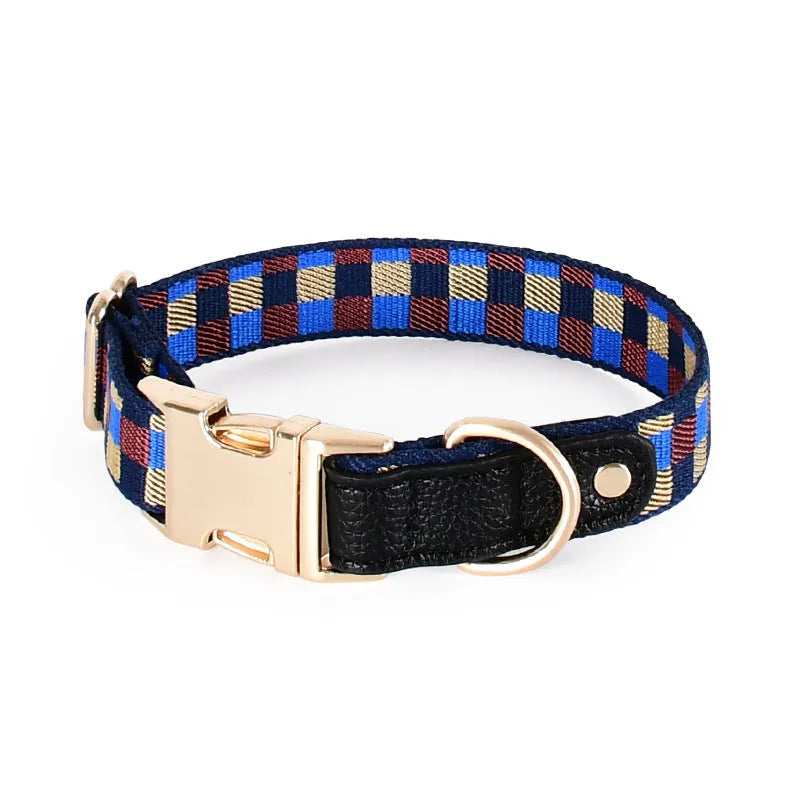 I-shaped pet chest harness traction rope set with collar and 150cm rope in leather rib fibre