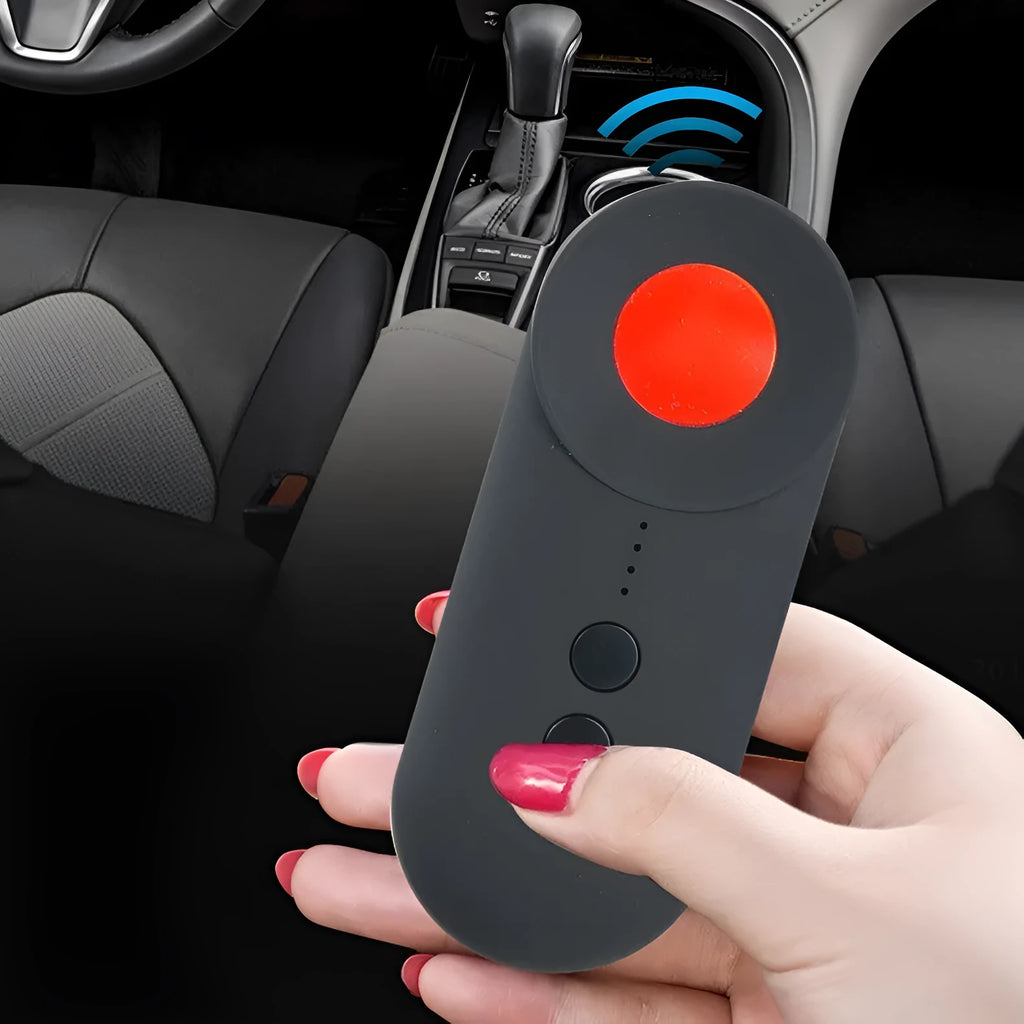 Black portable GPS and signal detector with ABS housing measuring 93.8 x 38 x 14.5mm