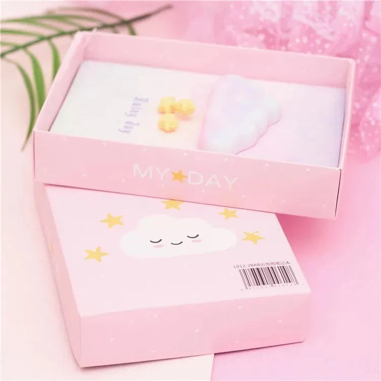 Cloud Bubble Light Notebook with imitation leather cover, wireless binding, and 12x17 cm paper pages in Love or Star colour