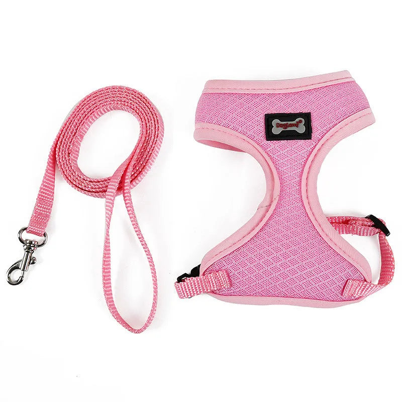 Anti-skidding mesh cat harness in Black with adjustable chest 28-38cm and 120cm leash on cat