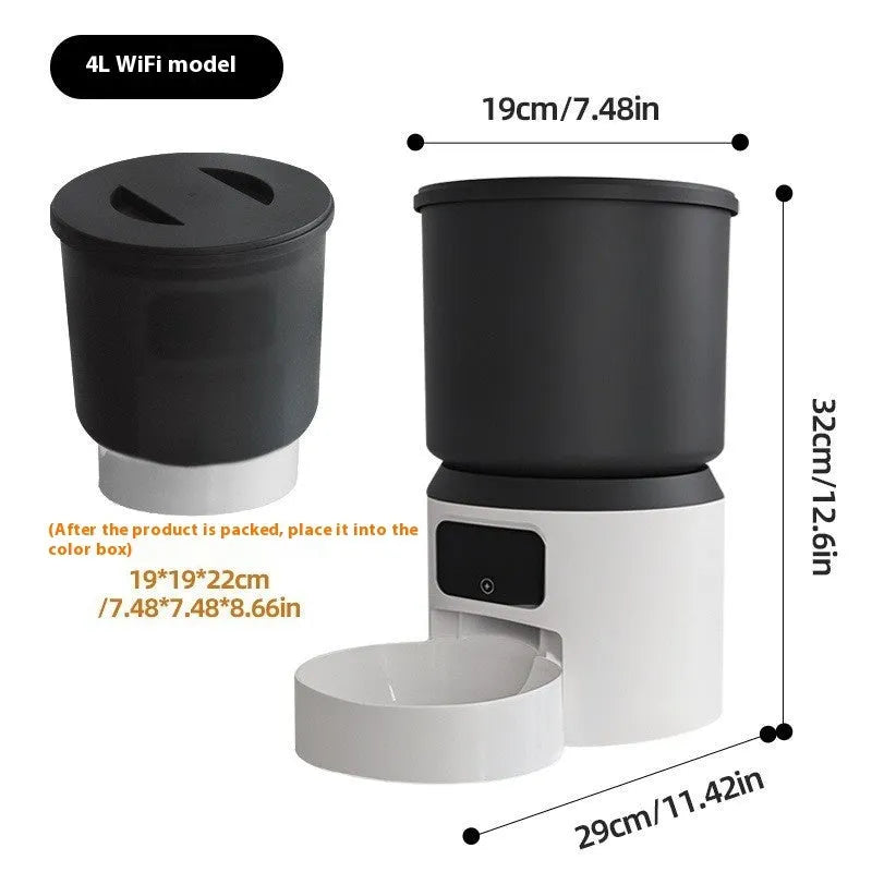 4-litre smart automatic pet feeder with control panel and optional camera