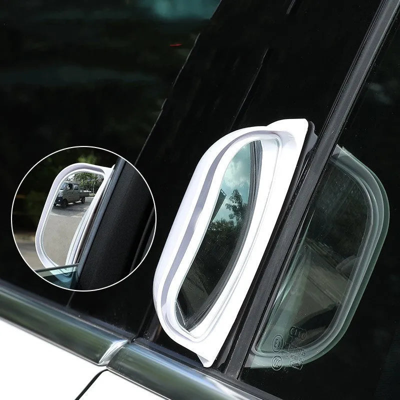 Black universal wide angle car rearview mirror with two-row surface measuring 126x48x46mm
