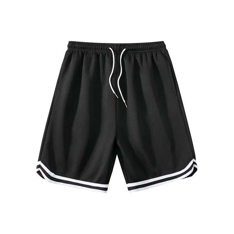 Men's loose-fit polyester sports shorts in various colours with an elastic waistband.