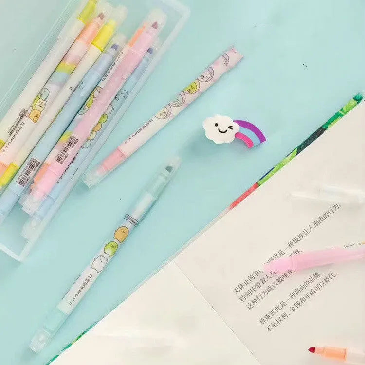 16cm plastic erasable highlighter pen in eight colour sets