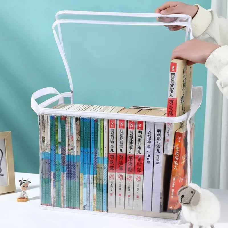 Large white foldable PVC storage bag with transparent panel and carry handles.