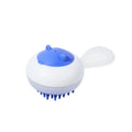 Automatic cleaning pet bath brush with soft gel massage pads in blue and orange colour options