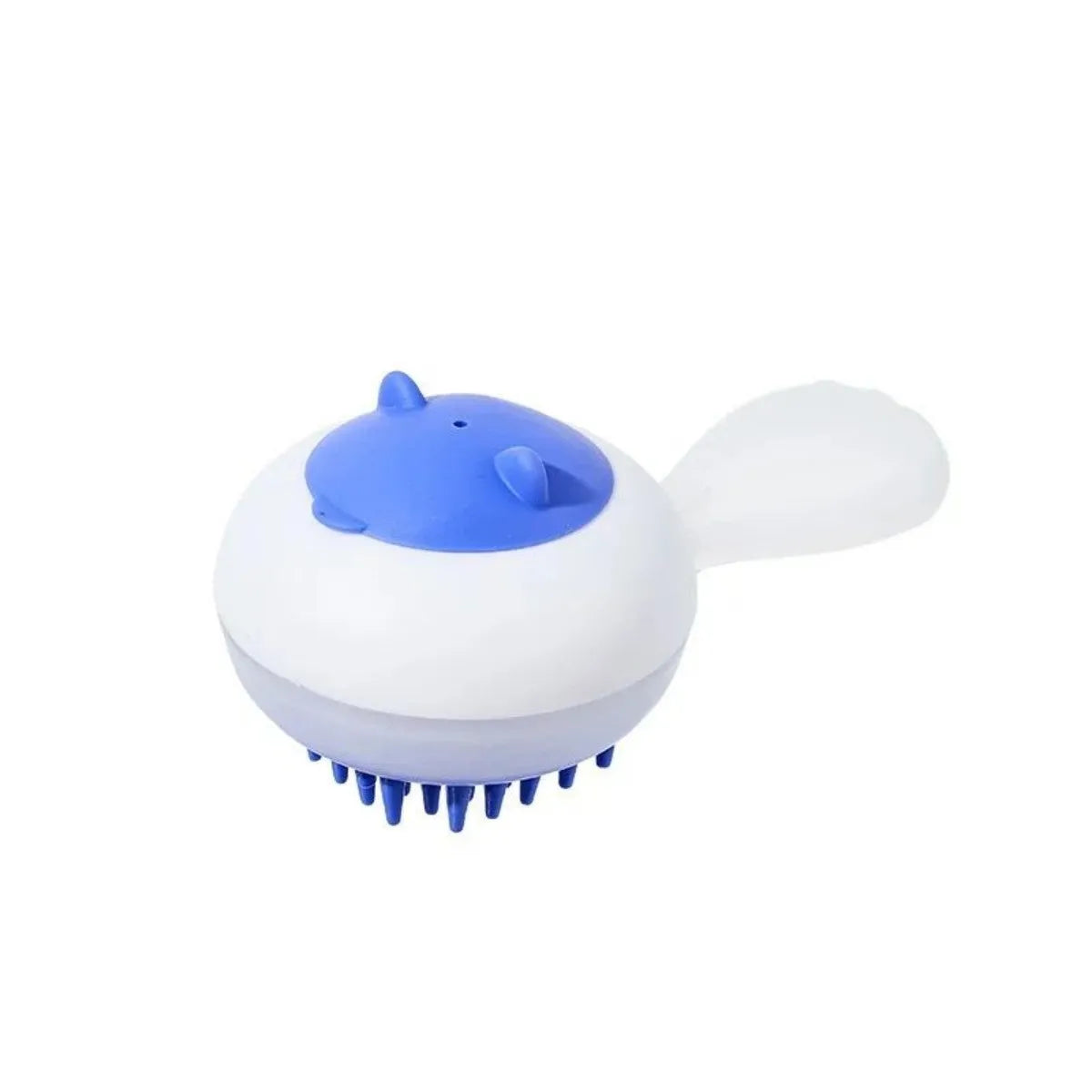 Automatic cleaning pet bath brush with soft gel massage pads in blue and orange colour options