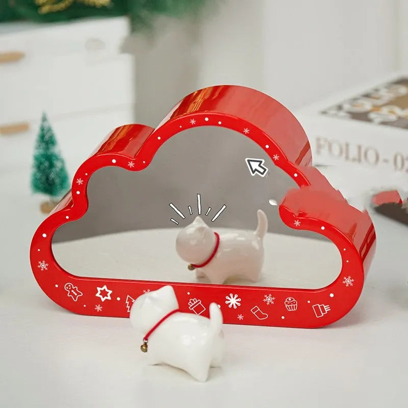 Assembled plastic building block cloud night lamp with decorative mirror frame and soft LED lighting