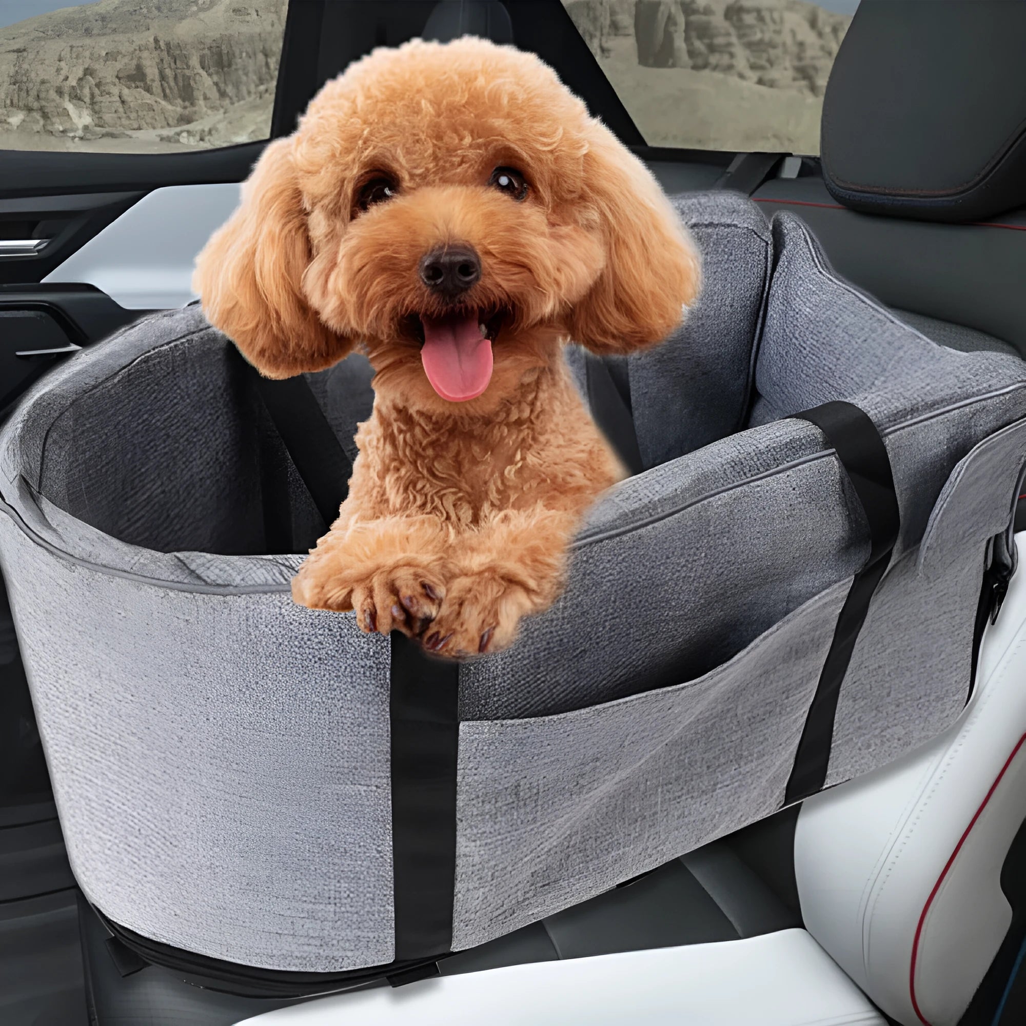 Outdoor cloth dog kennel in blue, suitable for garden or car use