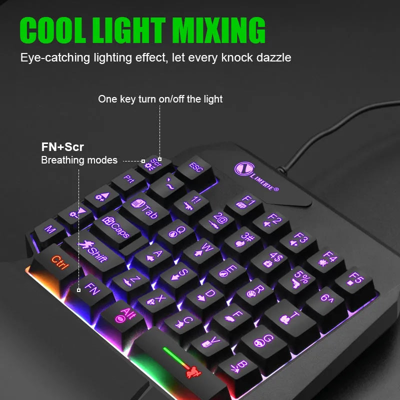 GK103S single-handed mechanical gaming keyboard converter with blue luminous lighting