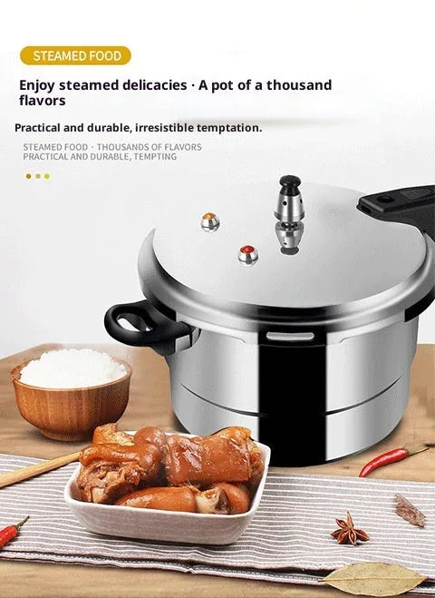 White 22cm 5L aluminium alloy pressure cooker with double-sole bottom for gas and induction hobs