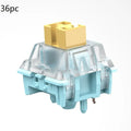 Set of 36 Sea Salt Lemon PRO Mute coloured five-pin mechanical keyboard switches.