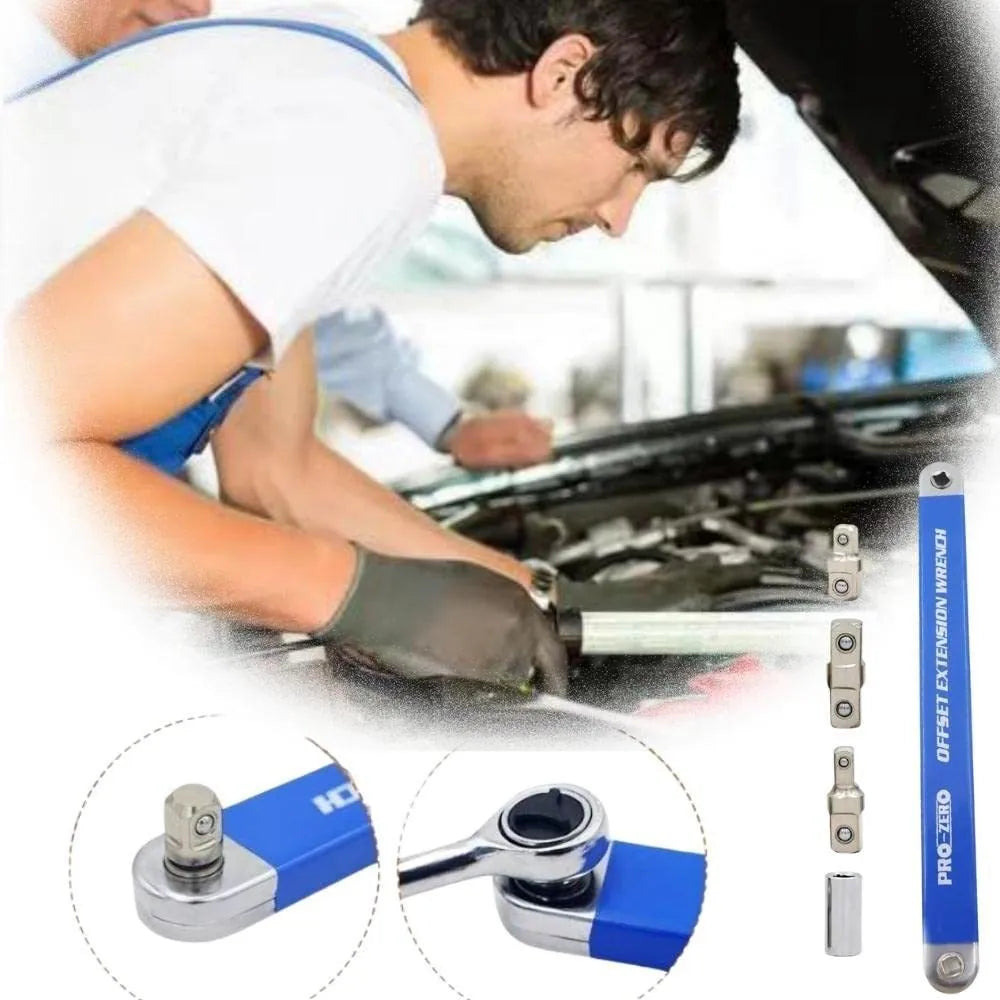 Multi-function lengthened stainless steel wrench set 4 pieces with ratchet handle for machine and car repair