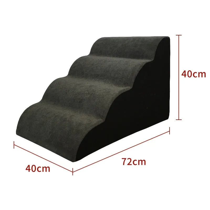 Wooden dog stairs with removable fabric cover in brown colour