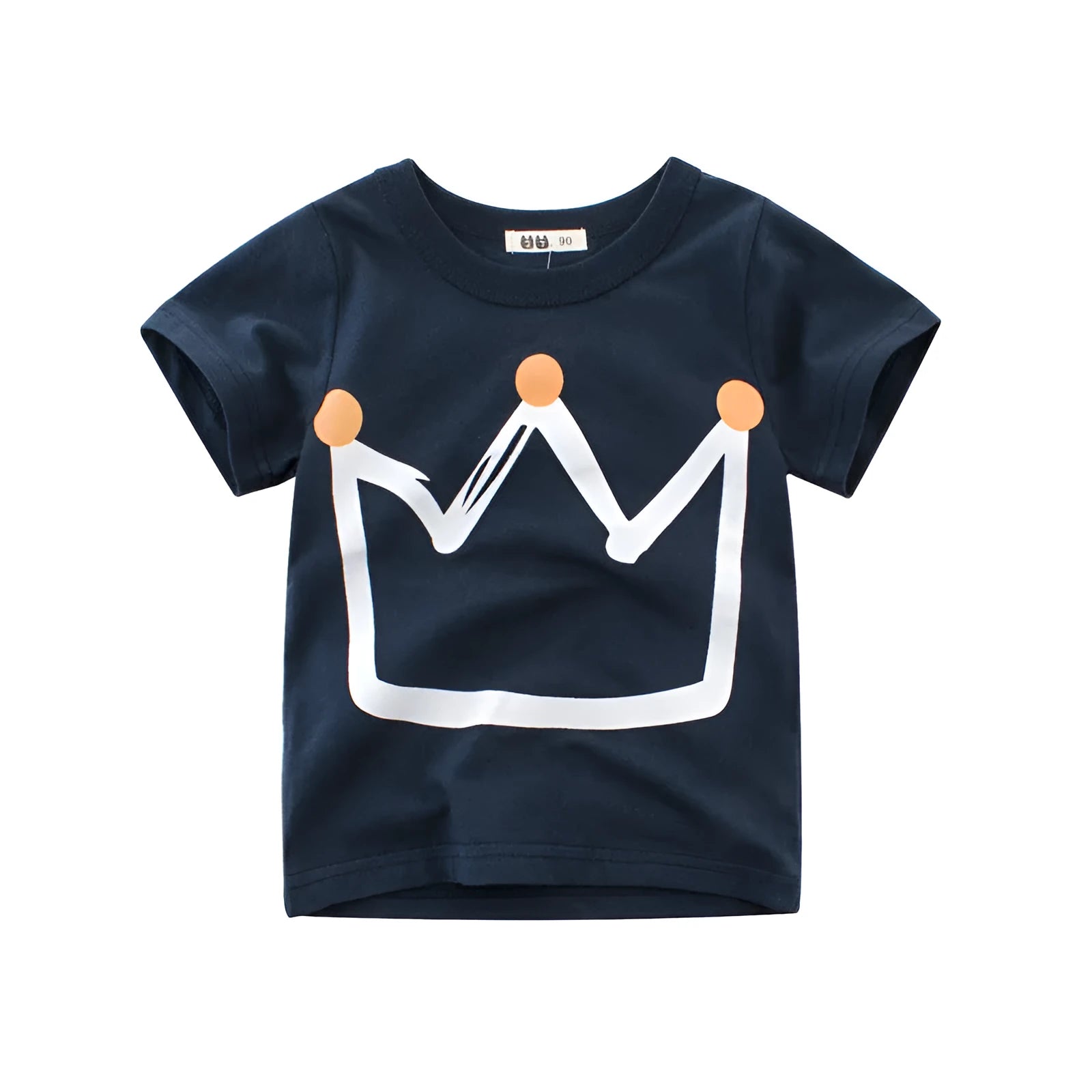 Boys' short sleeve cotton t-shirt in Korean style showing royal blue and flower grey colour options