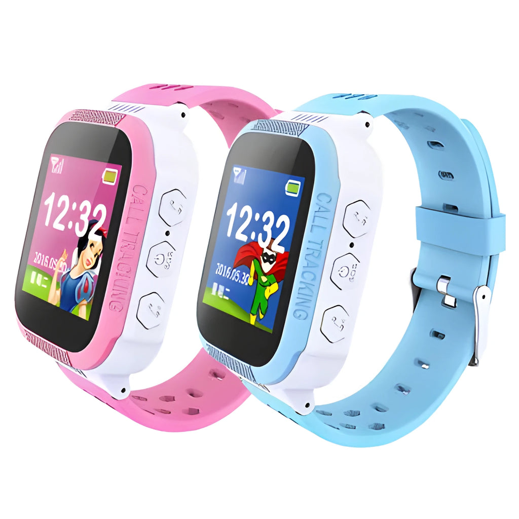 Blue children's phone watch with 1.44-inch screen showing time display