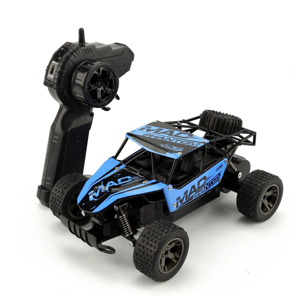 Blue 1:18 scale remote control off-road drift car with 2.4G transmitter