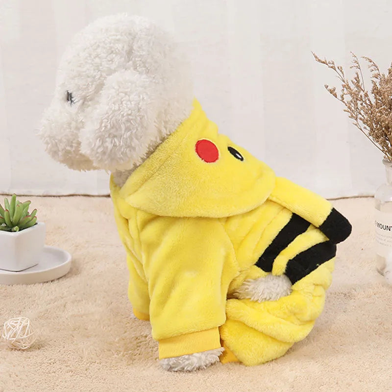 Fleece pet hoodie coat for cat or dog in cosplay design available in six sizes