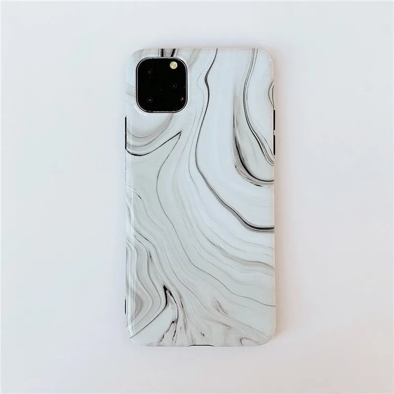Marble mobile phone case for iPhone in white with IMD soft shell construction