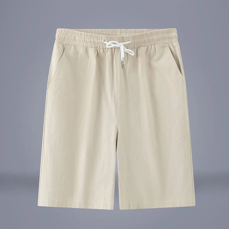 Cotton and linen Chinese style cropped trousers in solid colours with drawstring waist