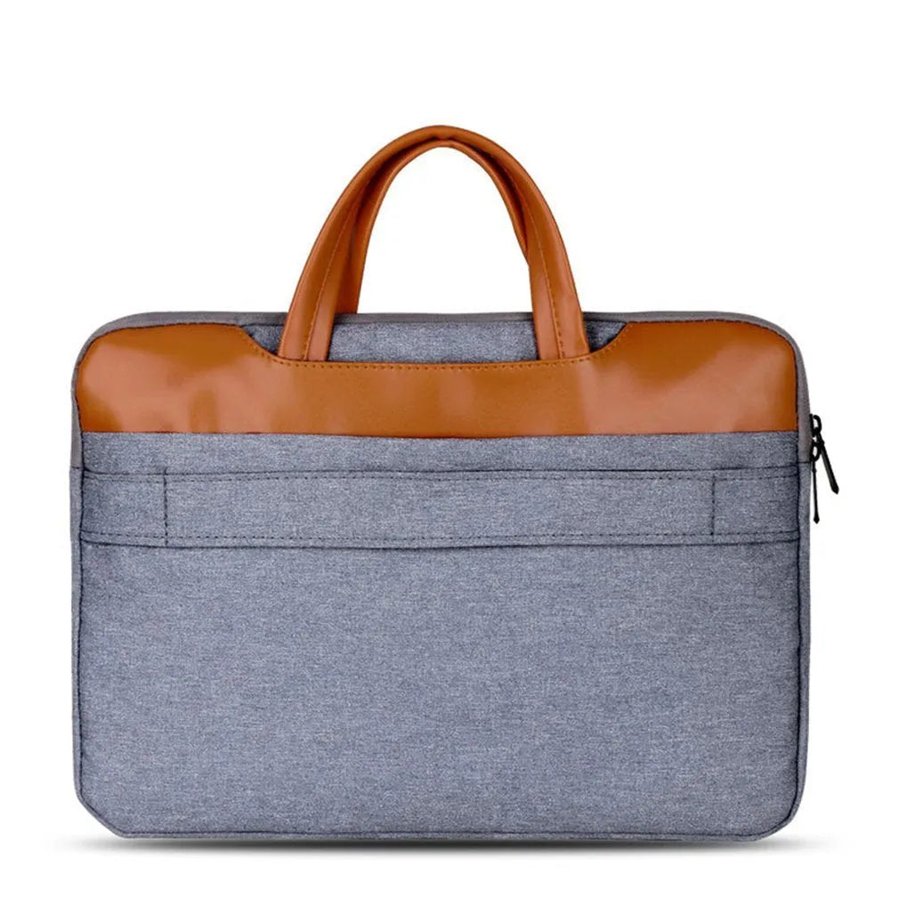 Grey nylon official document liner laptop bag with zipper closure, fits 15-inch tablet or notebook