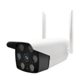 White outdoor smart security camera with 3.6mm lens for 1080P HD remote monitoring.