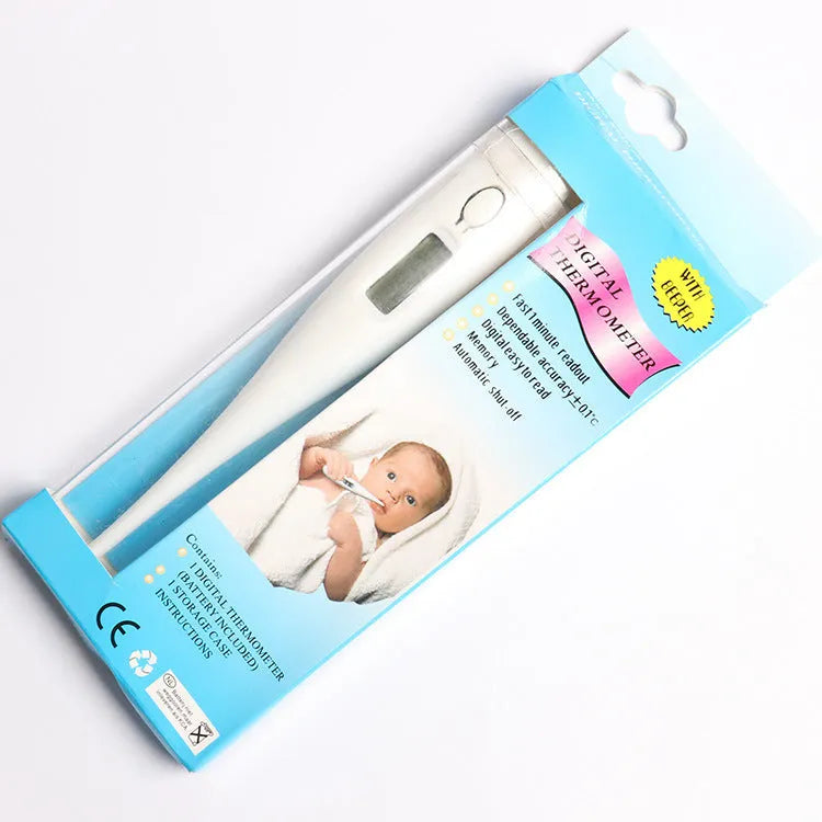White PP electronic thermometer for oral armpit rectal use, compact 12.5 cm size