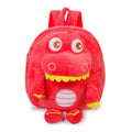 Baby dinosaur plush toy backpack with embroidery design in blue colour showing soft handle and animal pattern