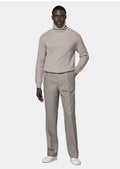 Men's cashmere high-neck knitted sweater in brown colour, 100% goat hair long sleeve pullover