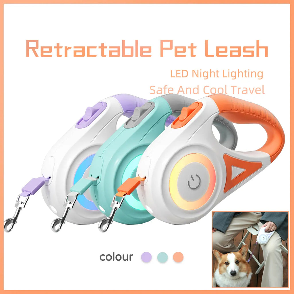 Retractable dog leash with one-handed brake in Dream Purple 3m – ABS body with large grip handle and collar