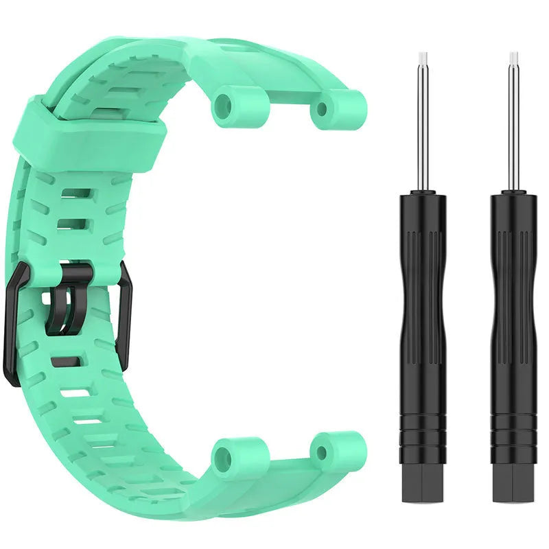 Solid silicone vent watch strap for Huami Amazfit Ares A1908 in black, 121+91mm, with tool knife