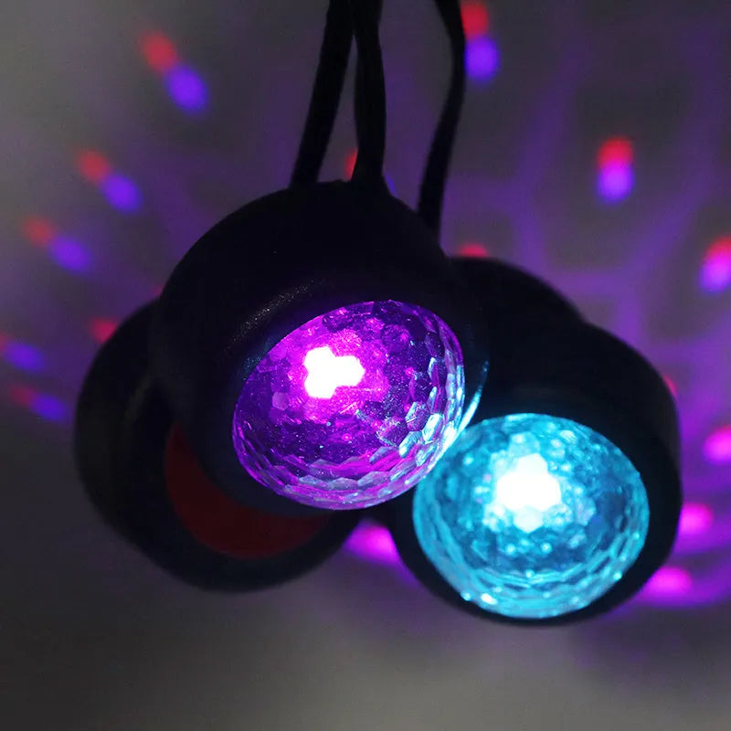 Car LED foot sole atmosphere light in colourful loop mode showing red, green, blue, purple, white, ice blue, and yellow