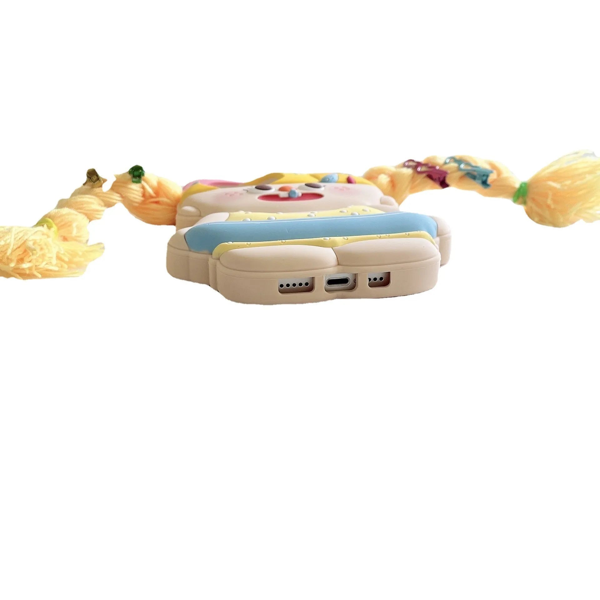 Cartoon yellow braid swim ring girl silicone anti-fall phone case for iPhone