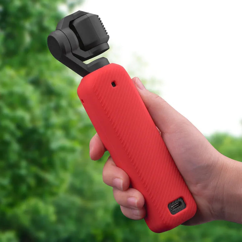 Silicone protective sleeve for PTZ camera body in black, red, or orange colour options