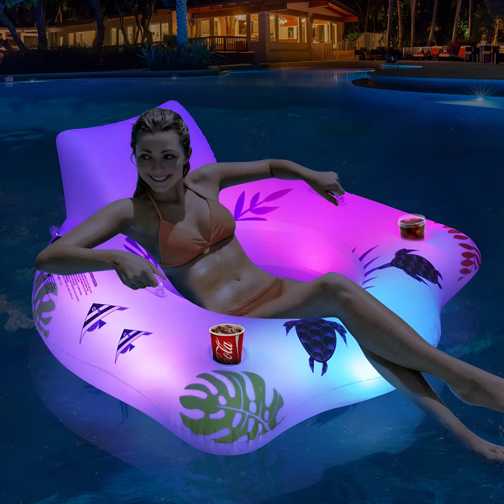 White luminous U-shaped PVC inflatable float on water