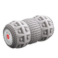 Electric vibrating peanut massage ball in blue-black-grey eco-friendly silicone on a white background