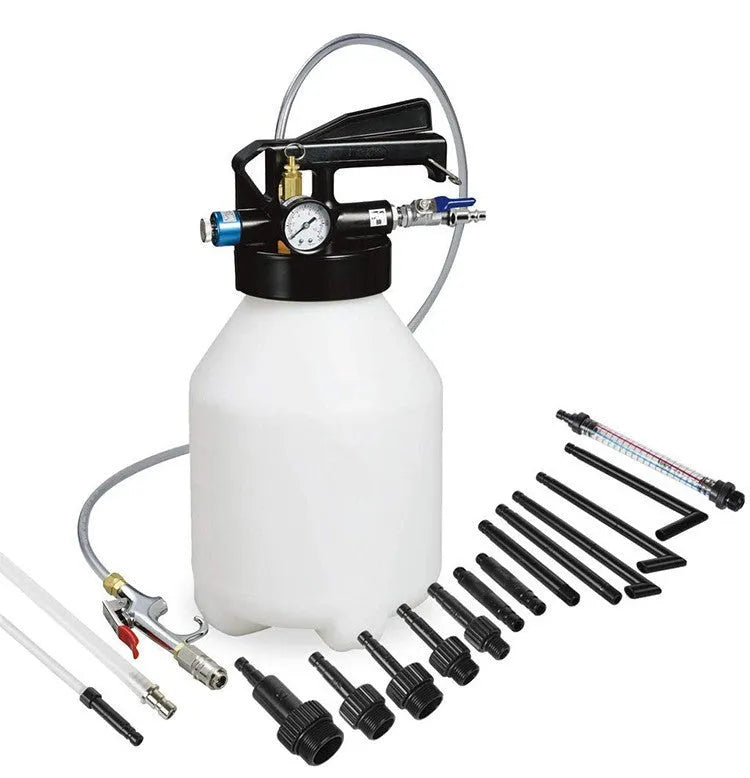 Pneumatic automatic transmission oil changer unit with a 220W motor and fluid tank.